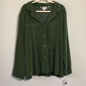 NWOT VTG 90s Green Collared Patchwork Goblincore Hobbit Grandpacore Shacket L